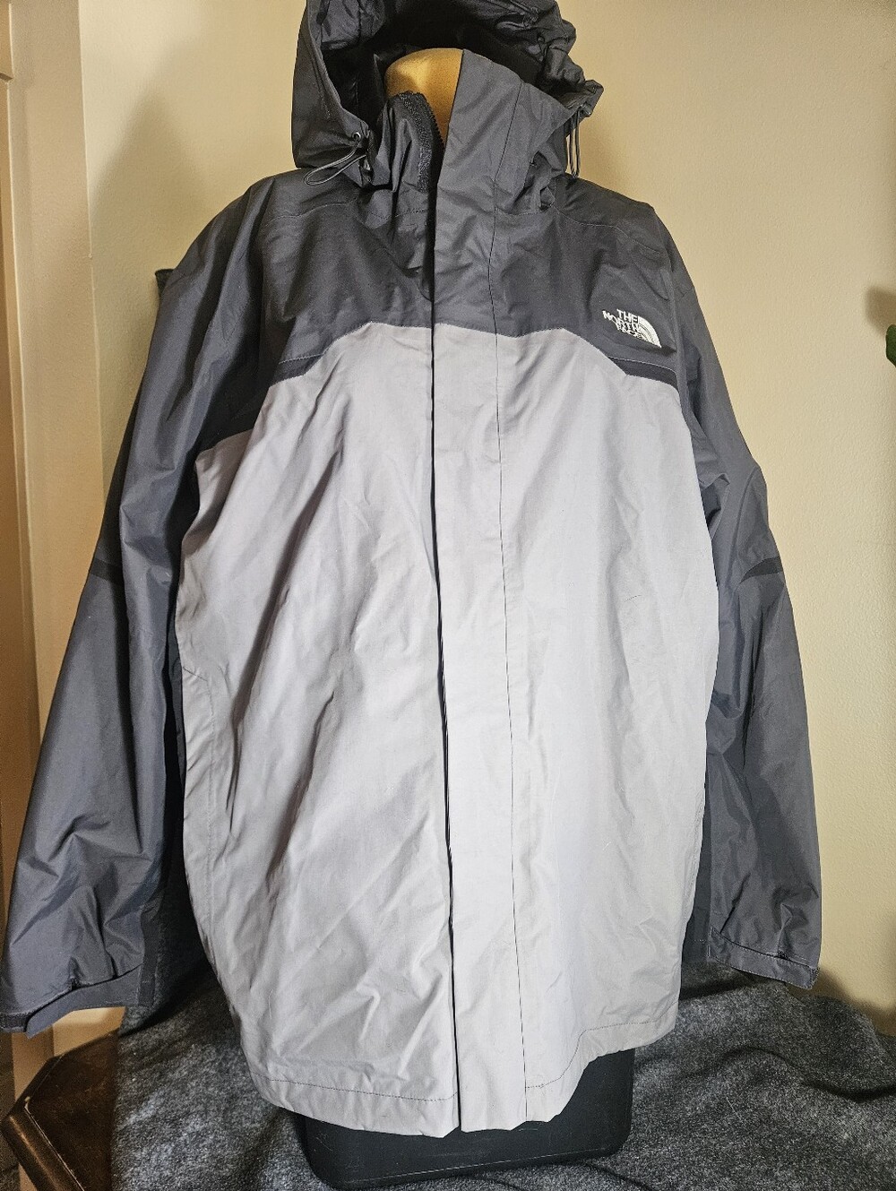The North Face Two-Tone Gray Waterproof Hooded Rain Jacket